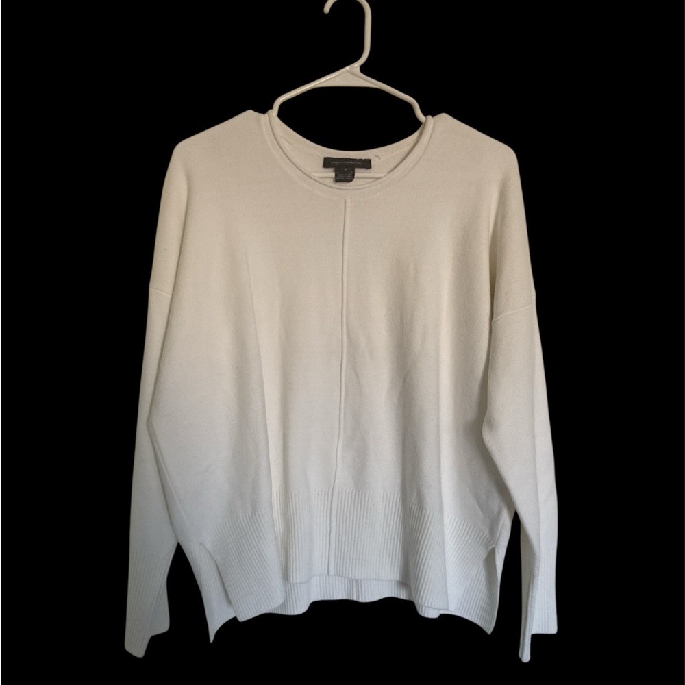 French Connection White Knit Sweater Crew Neck Size S